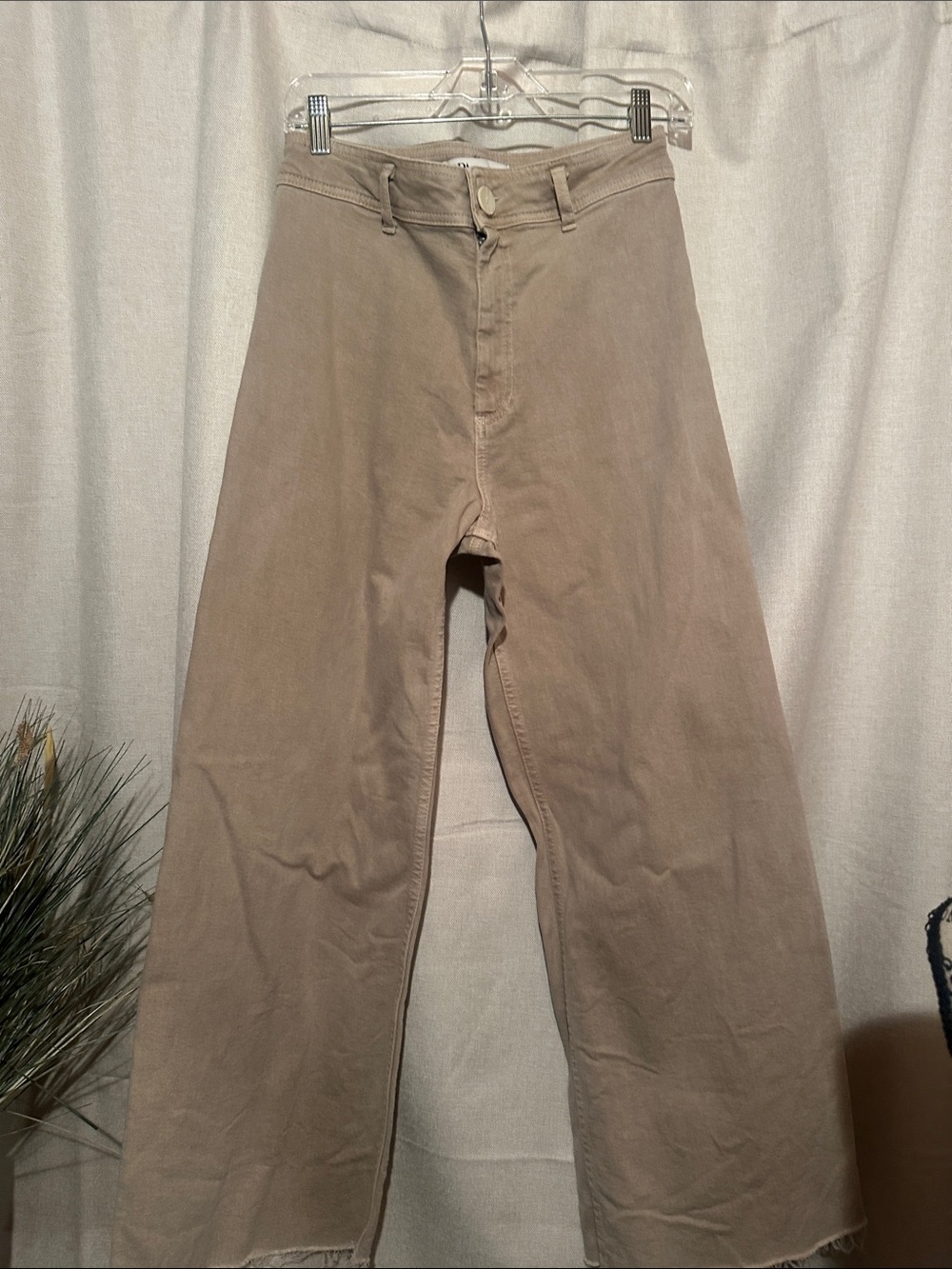 Zara Wide Leg Chinos in Light Taupe